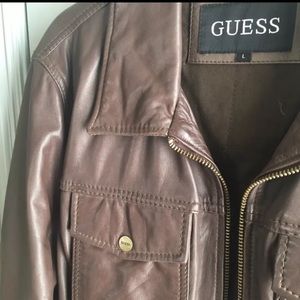 Guess lambskin leather bomber Jacket
